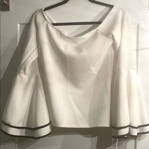 White top - bell sleeves trimmed in Black